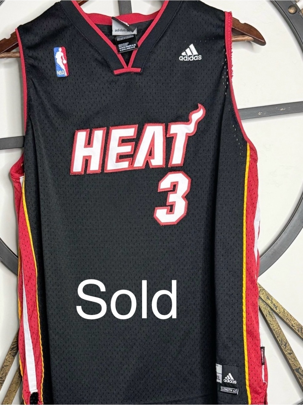 90s adidas Black and Red NBA Miami Heat Wade Jersey